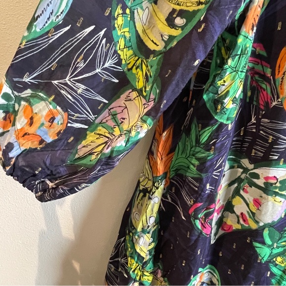 Vilagallo Ruffled Dress size 44 palm leaf design rich colors. Sizing US size 10 - Picture 9 of 9